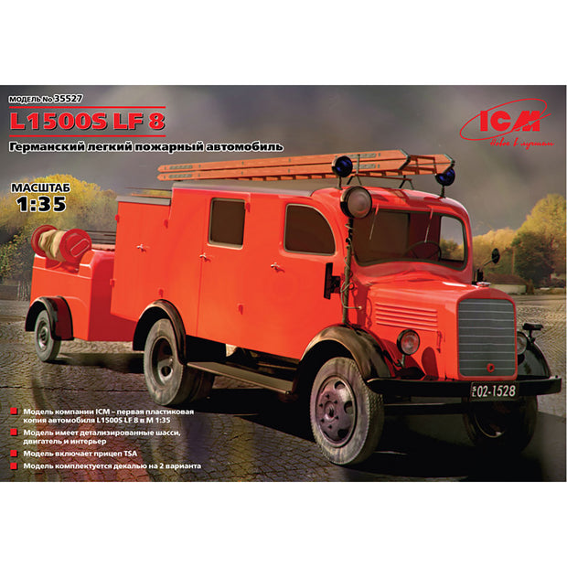 ICM 35527 Plastic model car kit Scale 1:35 L1500S LF 8 German light fire truck