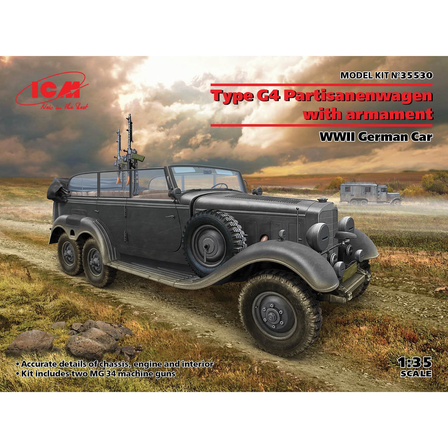 ICM 35530 Plastic model kit 1:35 TypeG4 Partisanenwagen armament WWII German car