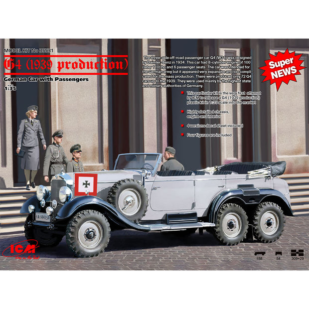 ICM 35531 Plastic model kit 1:35 G4 (1939 production) German Car with Passengers