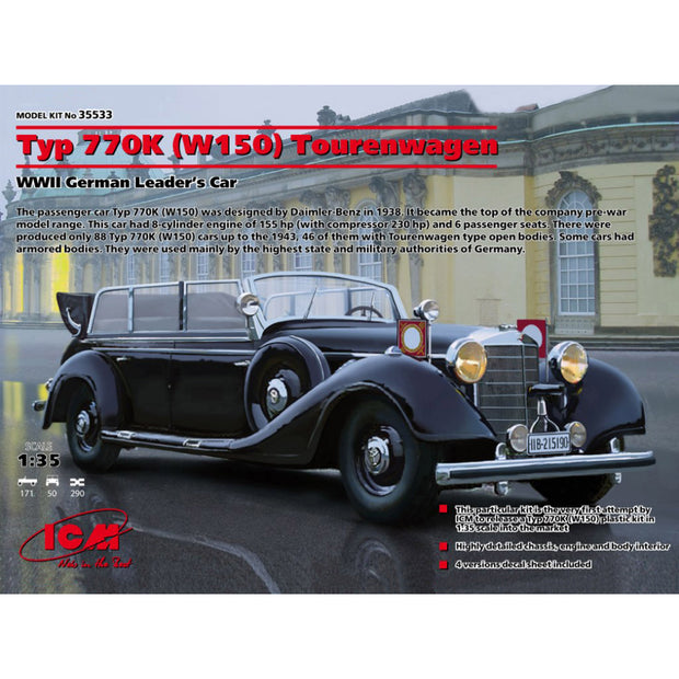 ICM 35533 Scale model kit 1:35 Typ 770K Tourenwagen, WWII German Leader's Car