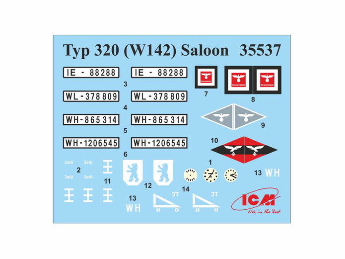 ICM 35537 Plastic model kit Scale 1:35 Typ 320 W142 Saloon WWII German Staff Car
