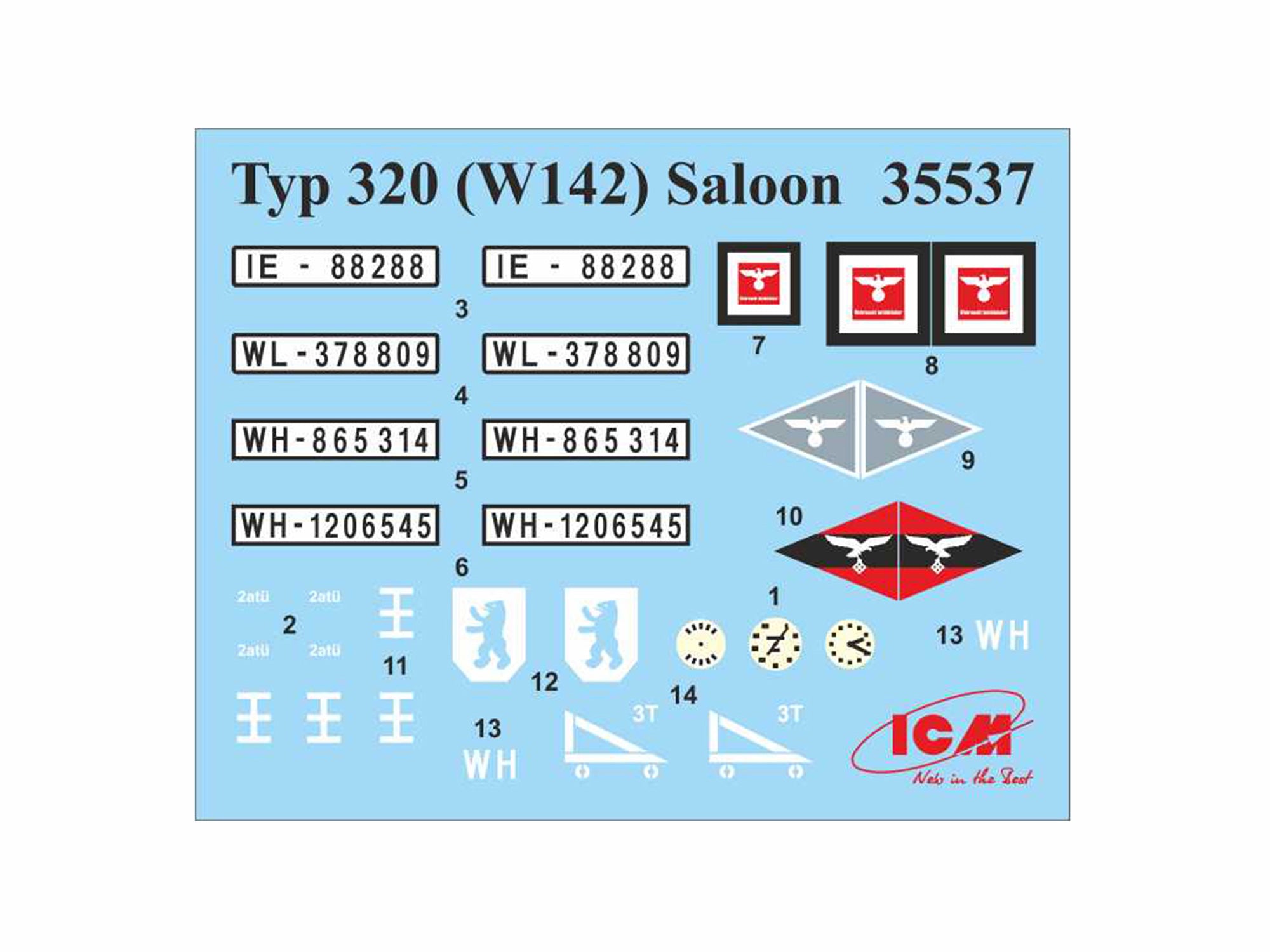 ICM 35537 Plastic model kit Scale 1:35 Typ 320 W142 Saloon WWII German Staff Car