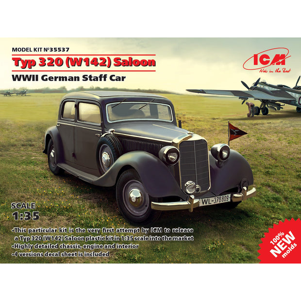 ICM 35537 Plastic model kit Scale 1:35 Typ 320 W142 Saloon WWII German Staff Car
