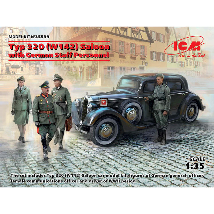ICM 35539 Scale model kit 1:35 Typ 320 (W142) Saloon with German Staff Personnel