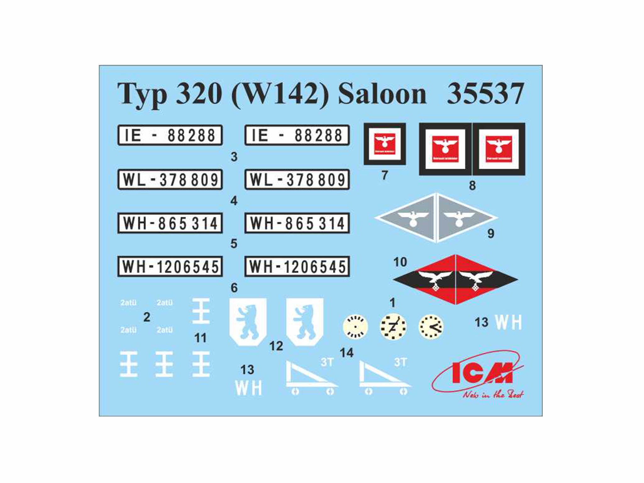 ICM 35539 Scale model kit 1:35 Typ 320 (W142) Saloon with German Staff Personnel