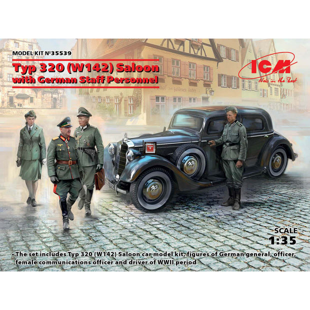 ICM 35539 Scale model kit 1:35 Typ 320 (W142) Saloon with German Staff Personnel