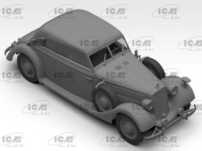 ICM 35542 Scale model kit car 1:35 Typ 320 (W142) Soft Top WWII German staff car