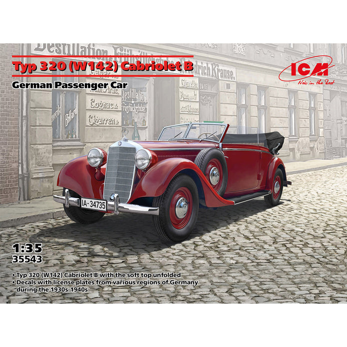 Typ 320 (W142) Cabriolet B German Passenger Car Scale 1:35 ICM35543 Plastic Model Car Kit