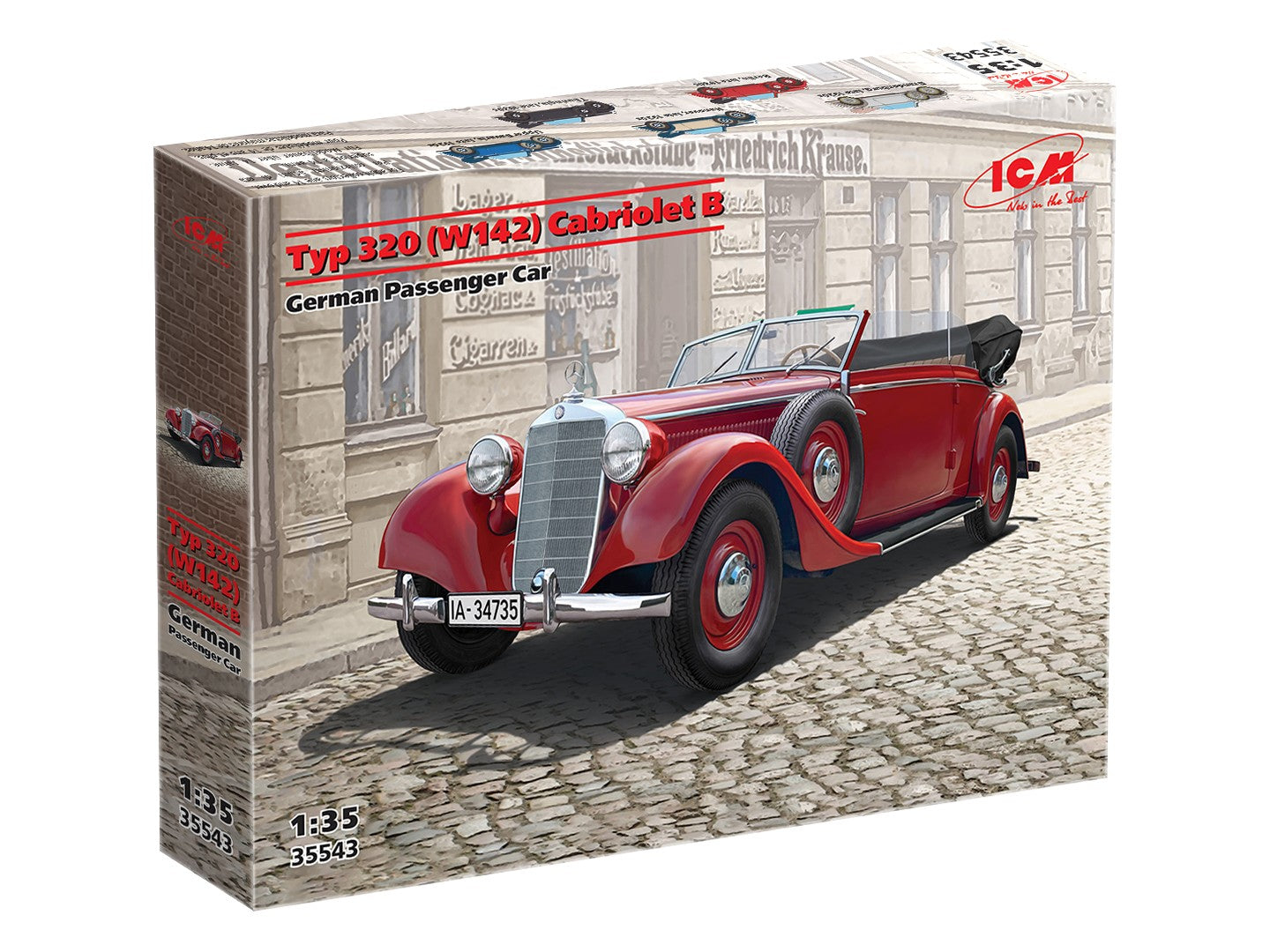 Typ 320 (W142) Cabriolet B German Passenger Car Scale 1:35 ICM35543 Plastic Model Car Kit