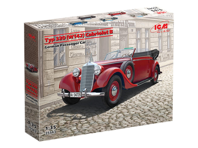 Typ 320 (W142) Cabriolet B German Passenger Car Scale 1:35 ICM35543 Plastic Model Car Kit