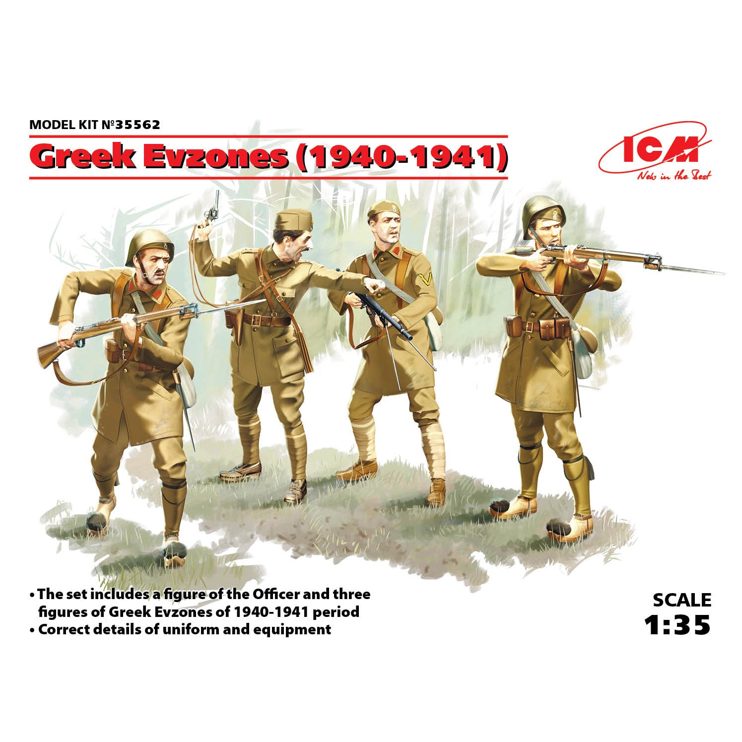 ICM 35562 Plastic model figures kit Scale 1:35 Greek Evzones (1940-1941)
