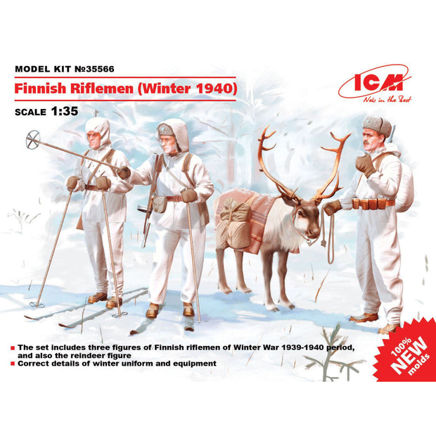 ICM 35566 Plastic model kit figures Scale 1:35 Finnish Riflemen (Winter 1940)