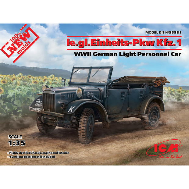 ICM 35581 model kit 1:35 German Light Personnel Car le.gl.Einheits-Car Kfz1 WWII