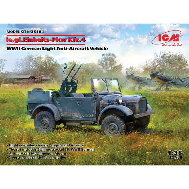 ICM 35584 le.gl.Einheits-Pkw Kfz.4 WWII German Light Anti-Aircraft Vehicle 1:35