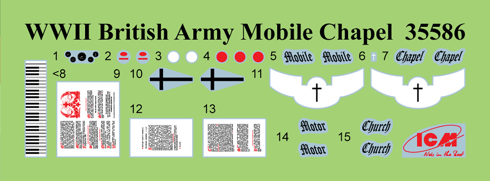 WWII British Army Mobile Chapel Scale 1:35 Plastic Model Kit ICM 35586