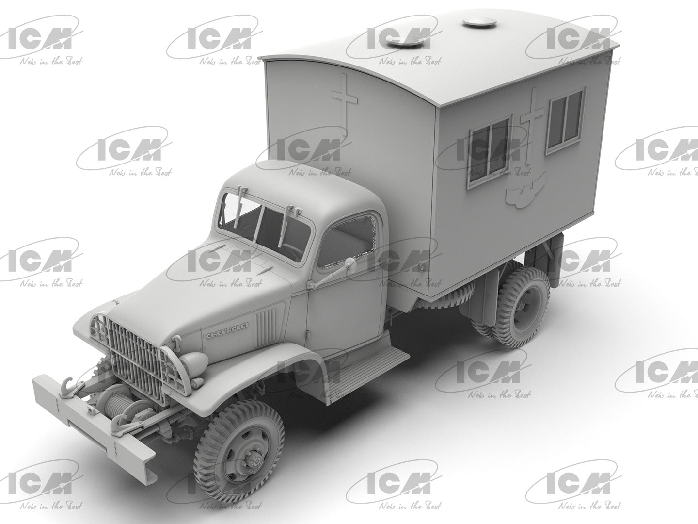WWII British Army Mobile Chapel Scale 1:35 Plastic Model Kit ICM 35586