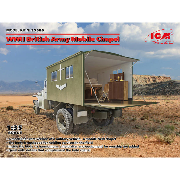 WWII British Army Mobile Chapel Scale 1:35 Plastic Model Kit ICM 35586