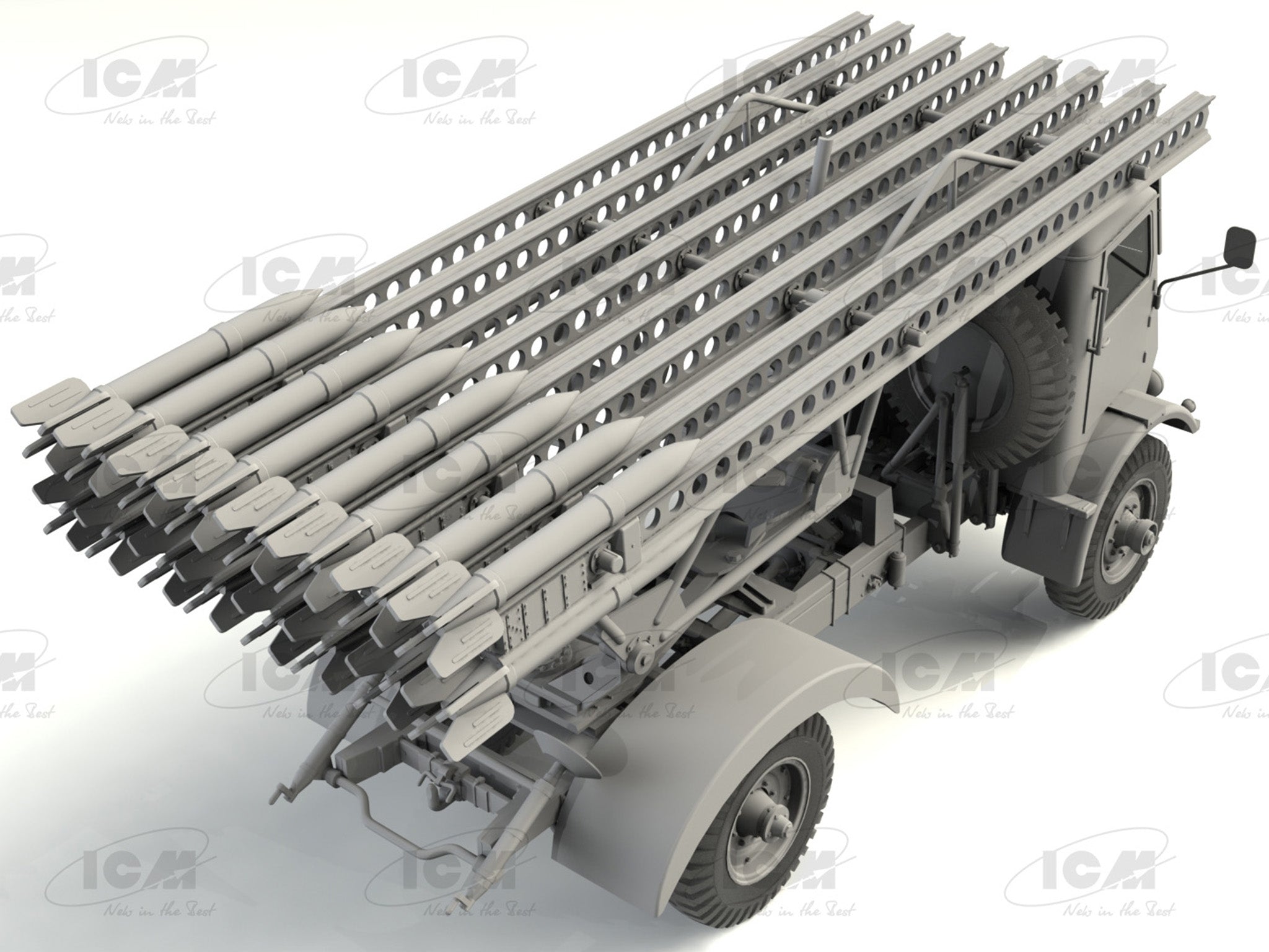 ICM 35591 Plastic model truck kit 1:35 BM-13-16 W.O.T 8 chassis WWII Soviet MLRS
