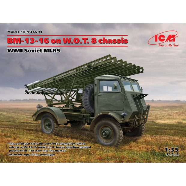 ICM 35591 Plastic model truck kit 1:35 BM-13-16 W.O.T 8 chassis WWII Soviet MLRS
