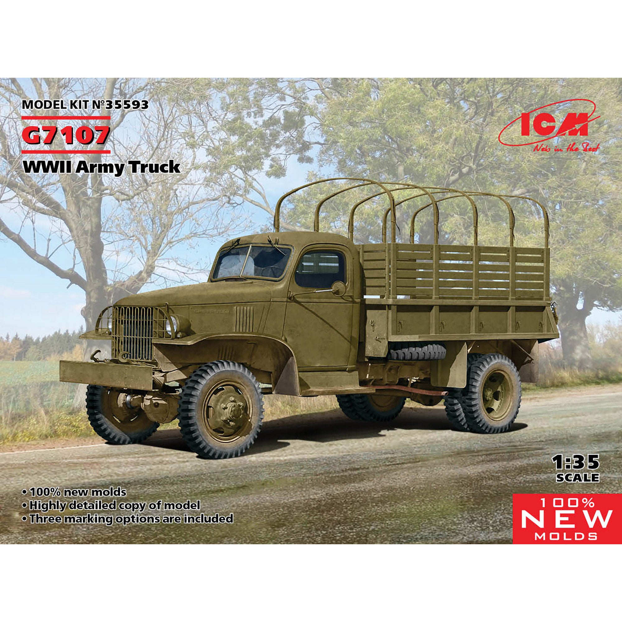 ICM 35593 Plastic model Truck kit Scale 1:35 WWII Army Truck G7107 - kits models