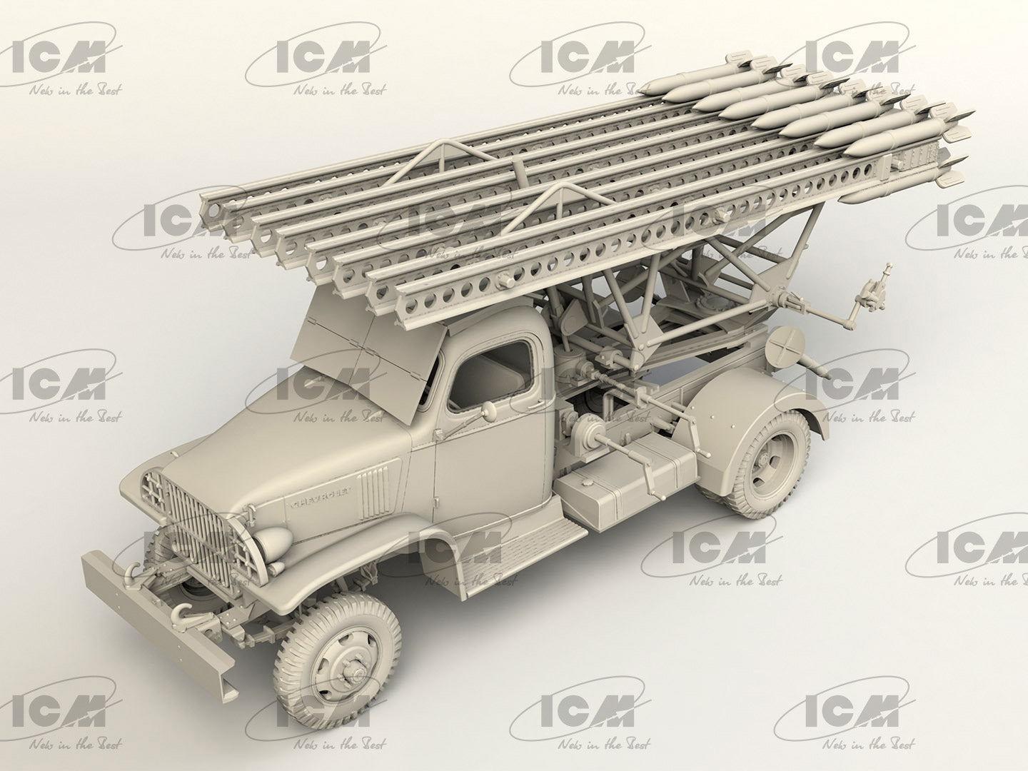 ICM 35596 Plastic model kit Scale 1:35 BM-13-16  G7107 chassis with Soviet crew