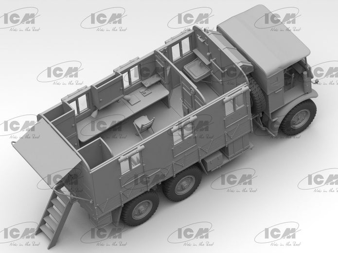 Monty’s office caravan Scale 1:35 ICM35603 Plastic Model Truck Kit