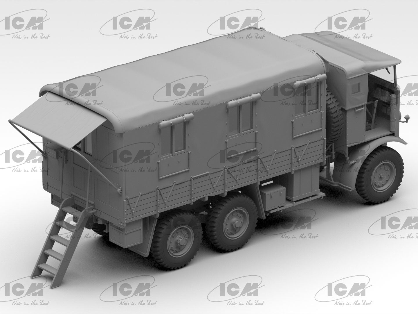 Monty’s office caravan Scale 1:35 ICM35603 Plastic Model Truck Kit