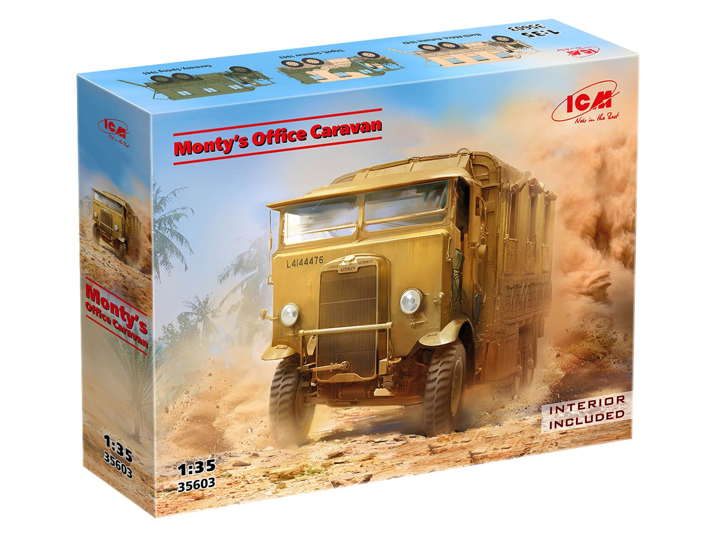 Monty’s office caravan Scale 1:35 ICM35603 Plastic Model Truck Kit