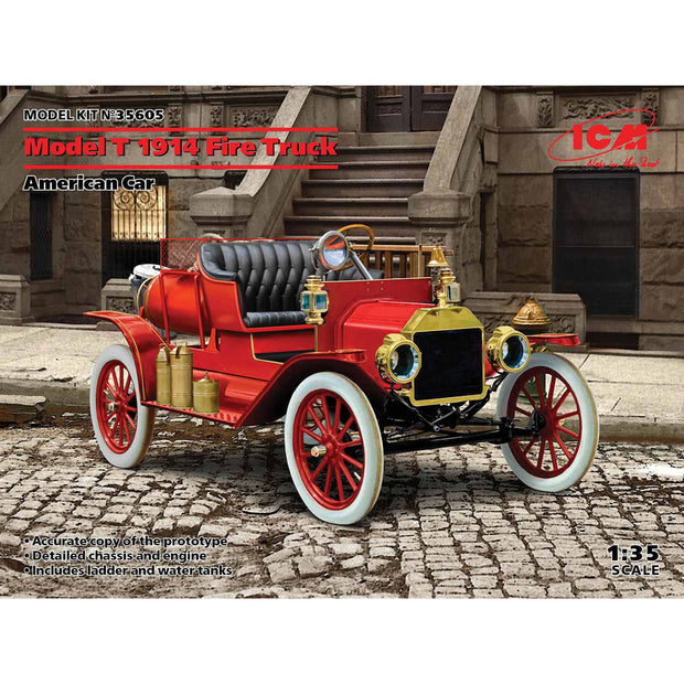ICM 35605 Plastic model Truck kit Scale 1:35 ModelT 1914 Fire Truck American Car