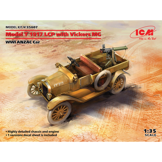 ICM 35607 Plastic model kit car Scale 1:35 Model T 1917 LCP with Vickers MG