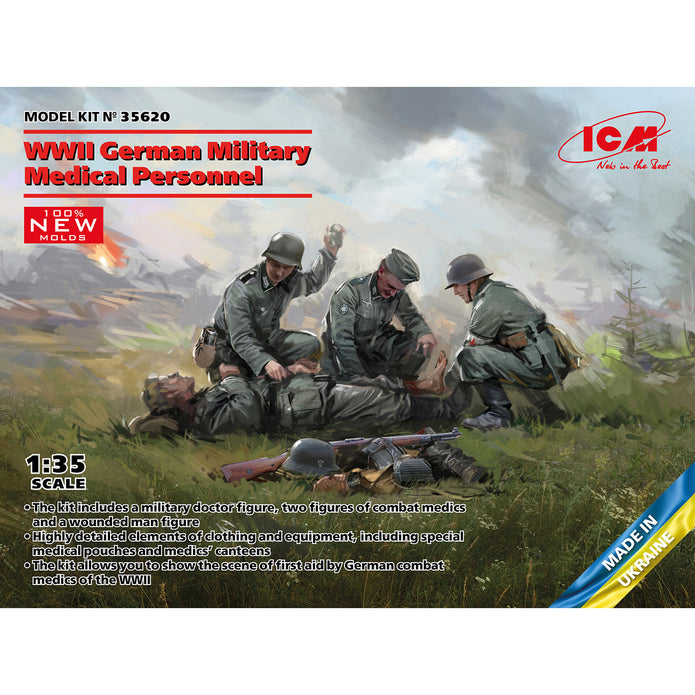 ICM 35620 Plastic figures kit Scale 1:35 WWII German Military Medical Personnel