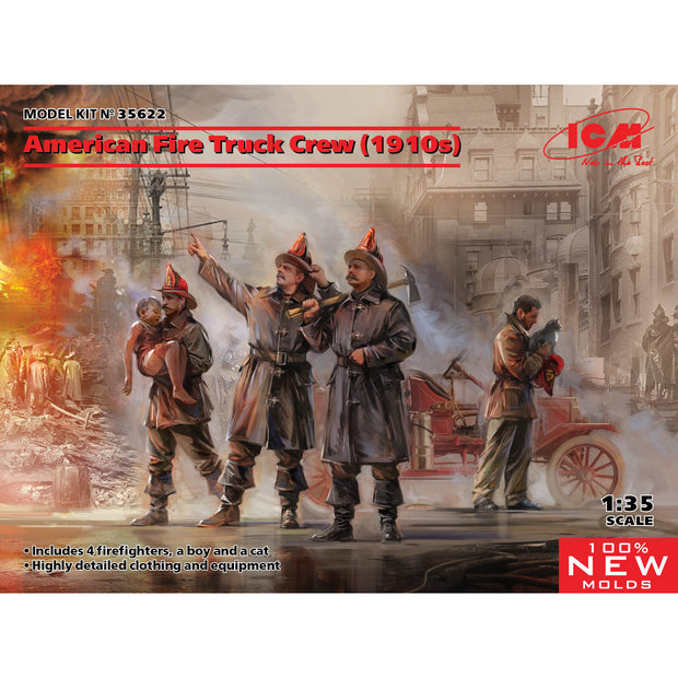 ICM 35622 Plastic model kit figures Scale 1:35 American Fire Truck Crew (1910s)