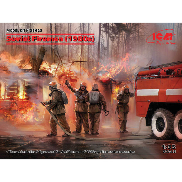 ICM 35623 Plastic model figures kit Scale 1:35 Soviet firefighters 1980s