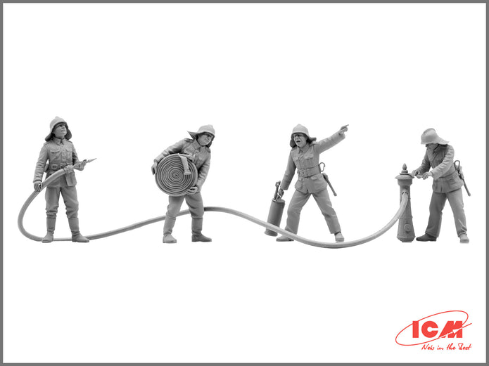 ICM 35632 Scale model kit 1:35 WWII German Firemen 4 figurines plastic kit model