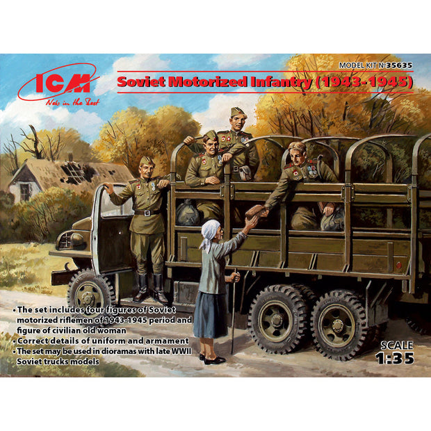 Soviet Motorized Infantry (1943-1945) 5 figures Scale 1:35 ICM35635 Plastic Model Figures Kit