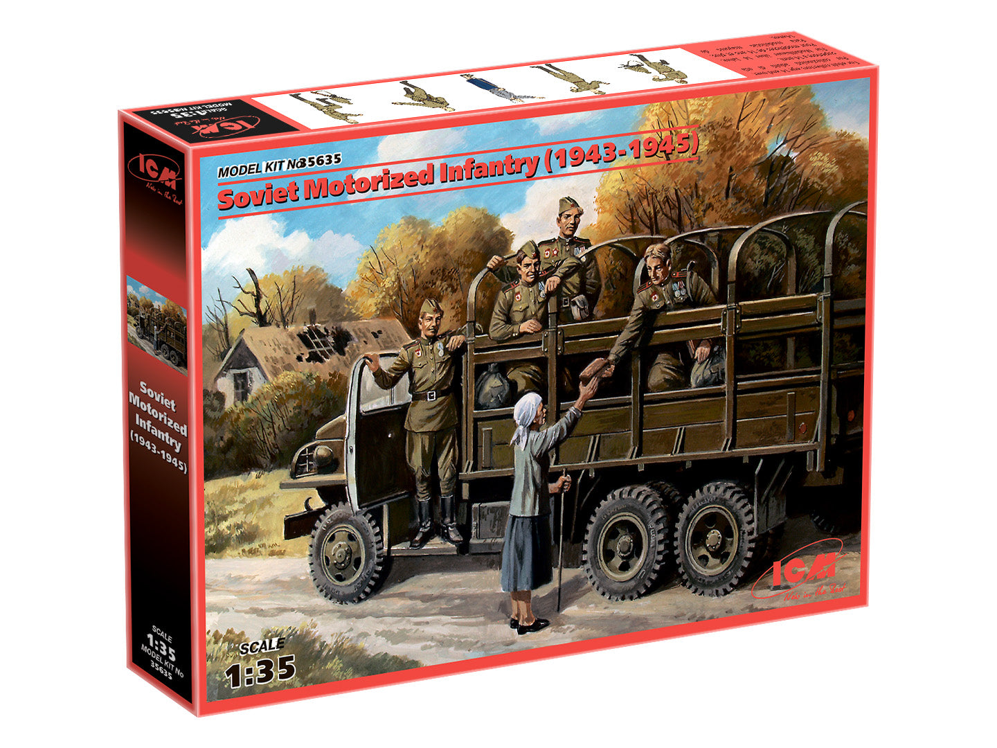 Soviet Motorized Infantry (1943-1945) 5 figures Scale 1:35 ICM35635 Plastic Model Figures Kit