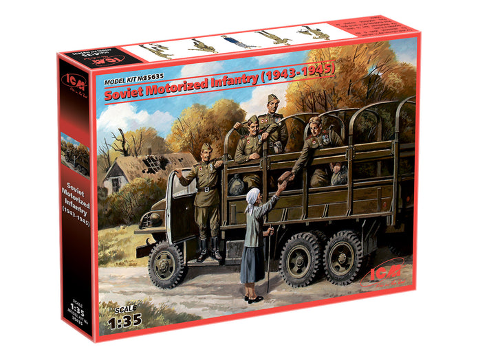 Soviet Motorized Infantry (1943-1945) 5 figures Scale 1:35 ICM35635 Plastic Model Figures Kit