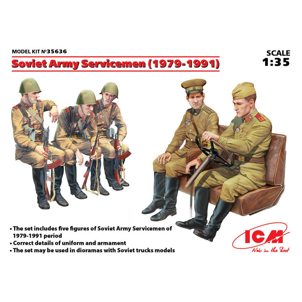 Soviet Army Servicemen (1979-1991) 5 figures Scale 1:35 ICM35636 Plastic Model Figures Kit