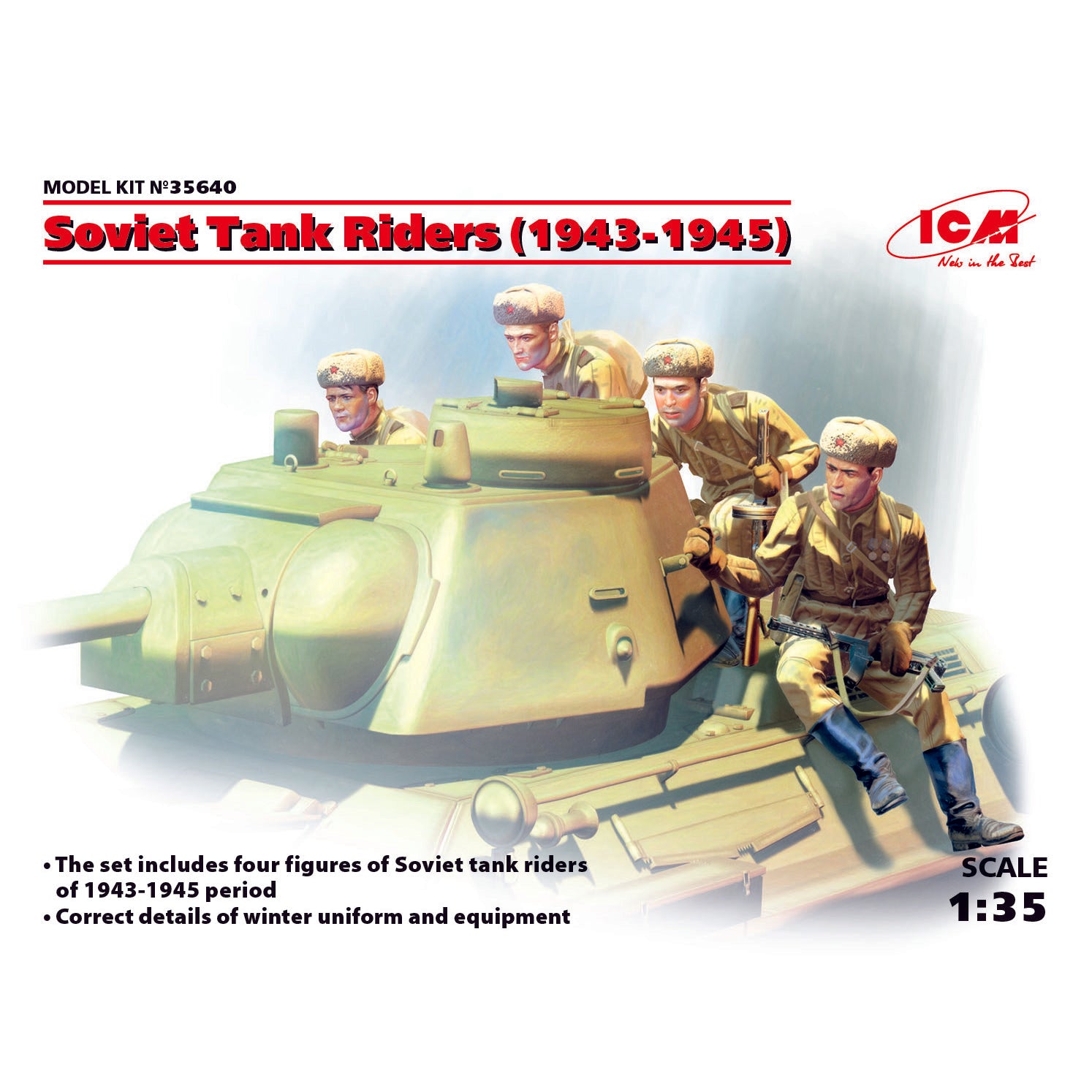 ICM 35640 Plastic model kit figures Scale 1:35 Soviet Tank Riders (1943-1945)