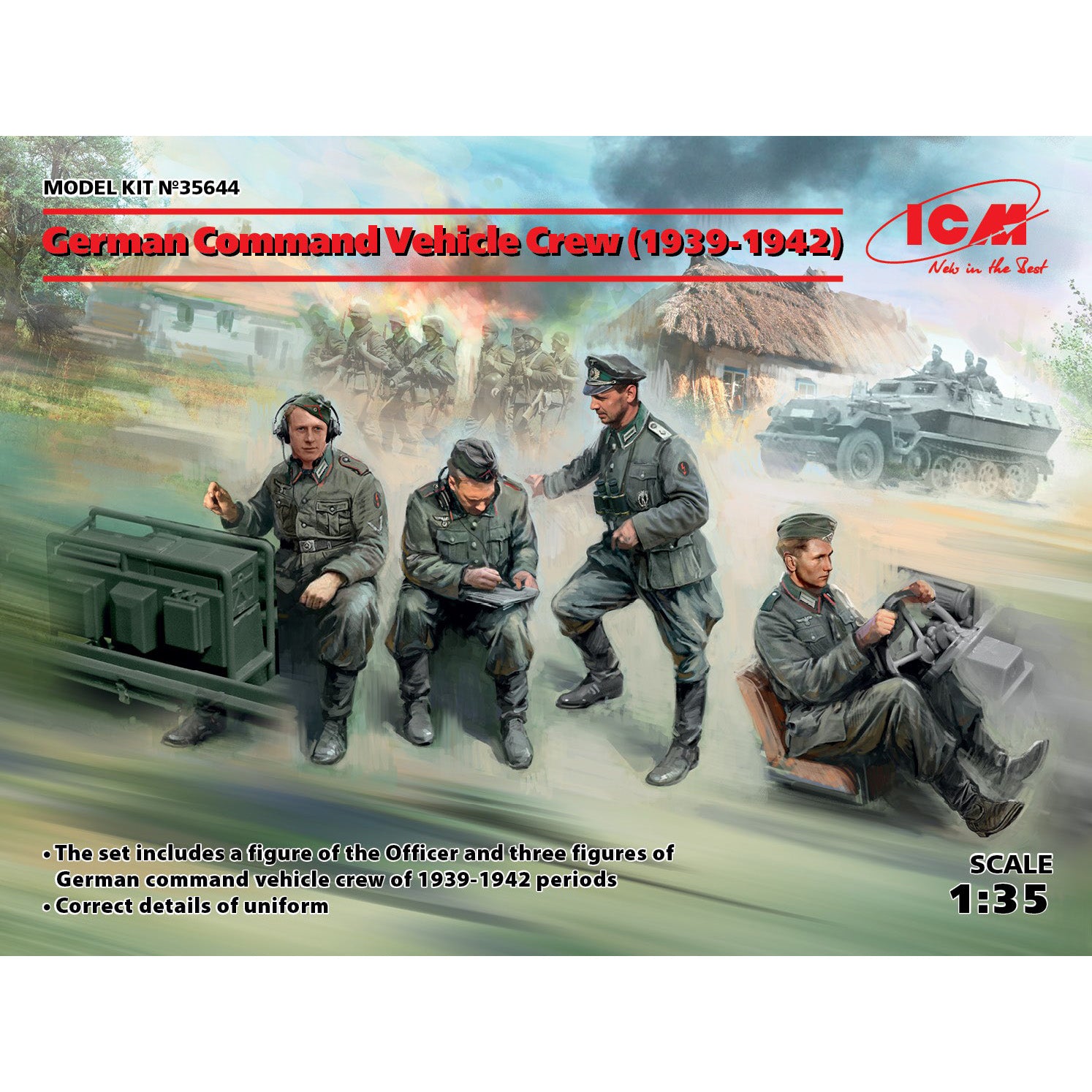 ICM 35644 Plastic model kit 1:35 German Command Vehicle Crew 1939-1942 4 figures