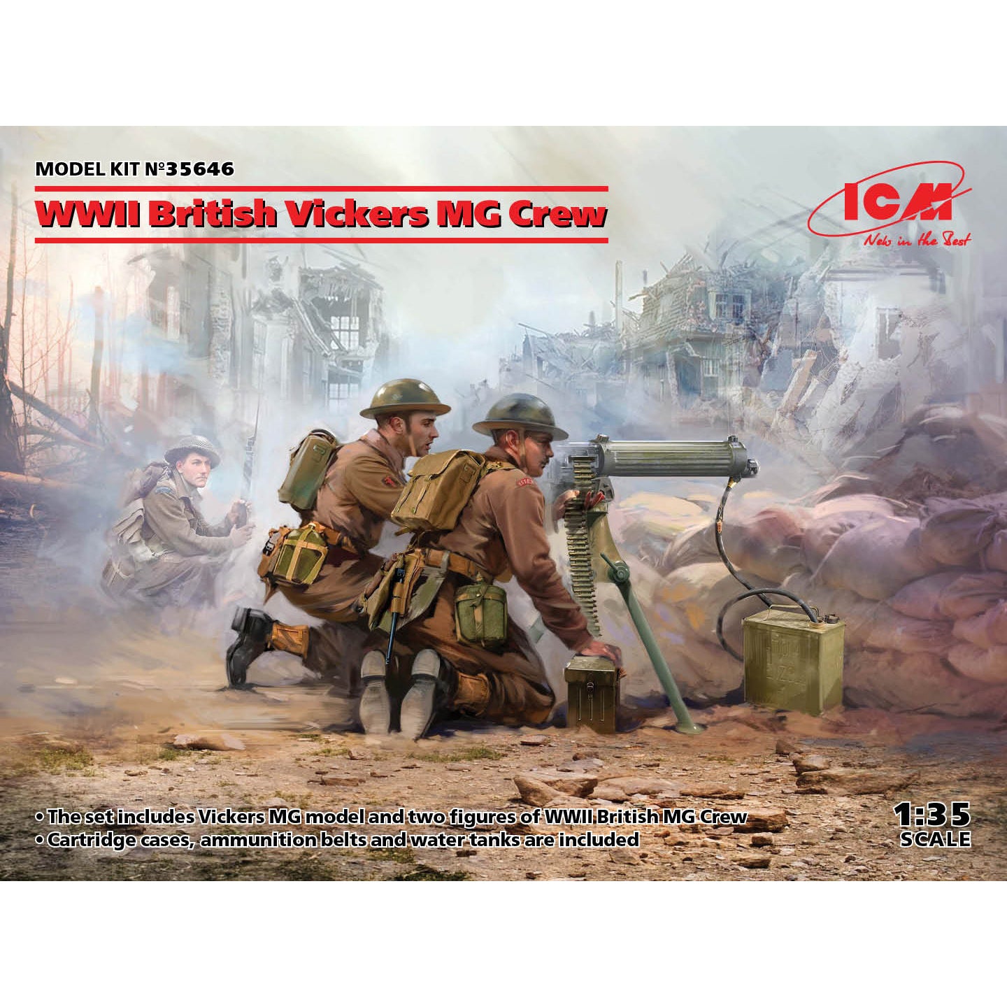 ICM 35646 Plastic model figures kit 1:35 WWII British Vickers MG Crew 2 figures