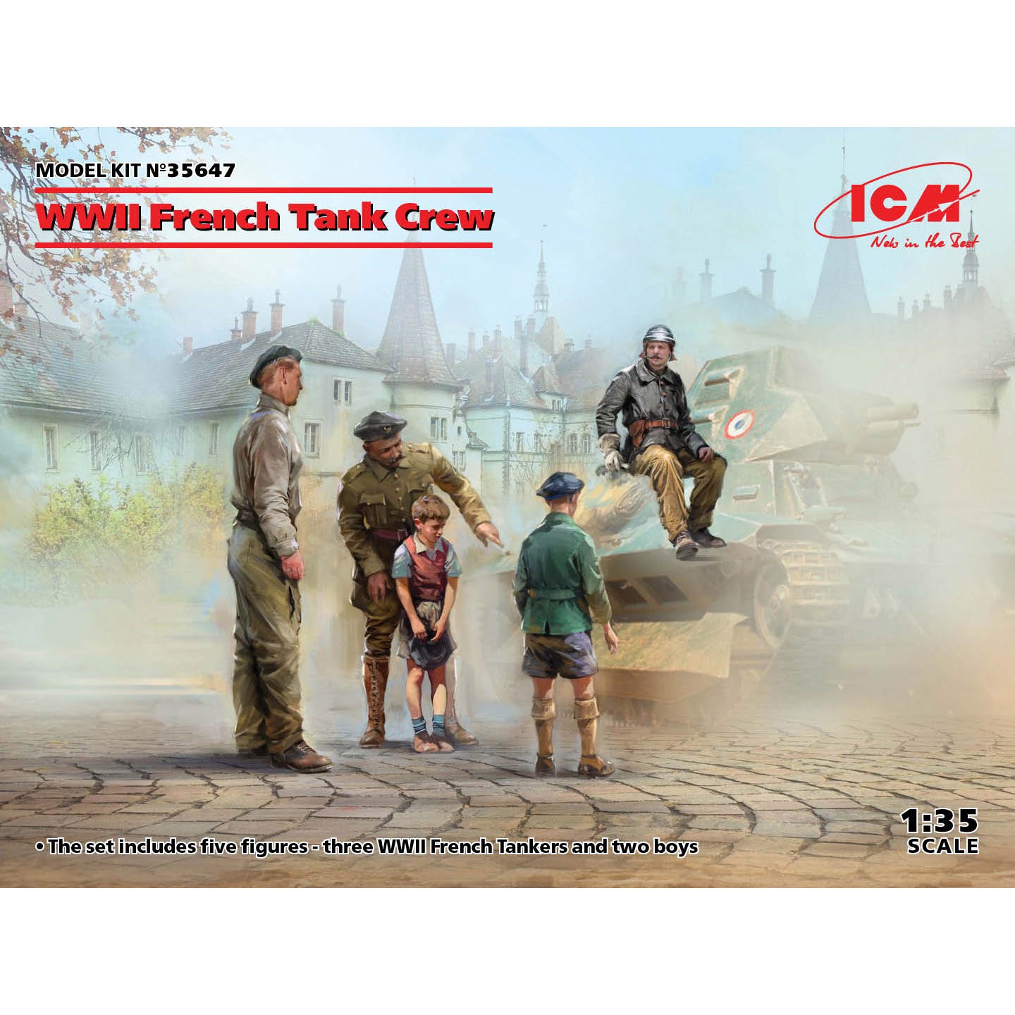 ICM 35647 Plastic model figures kit Scale 1:35 WWII French Tank Crew (5 figures)