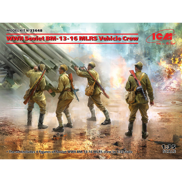 ICM 35648 Scale model kit 1:35 WWII Soviet BM-13-16 MLRS Vehicle Crew 4 figures
