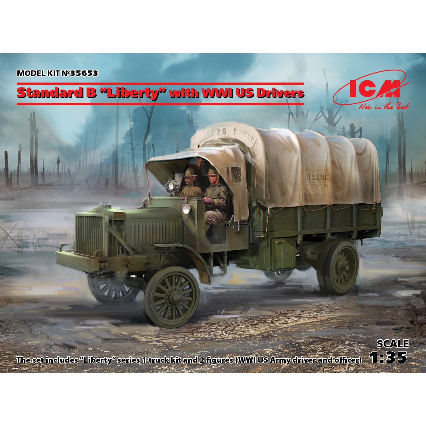 ICM 35653 Plastic model kit Scale 1:35 Standard B “Liberty” with US drivers, WWI