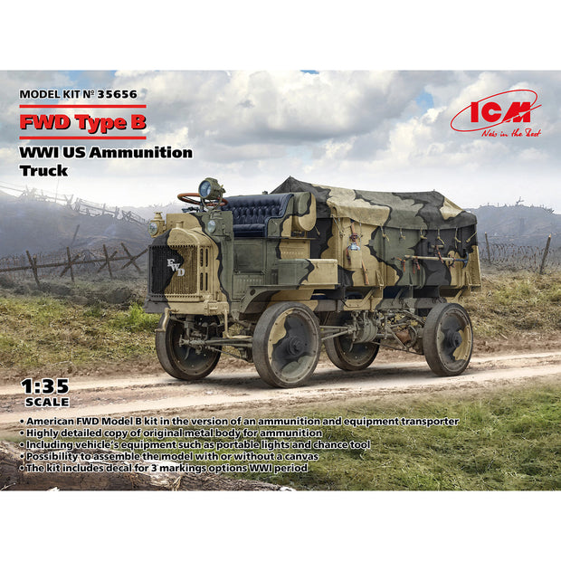 FWD Type B WWI US Ammunition Truck ICM 35656 Scale 1:35 Plastic Model Kit