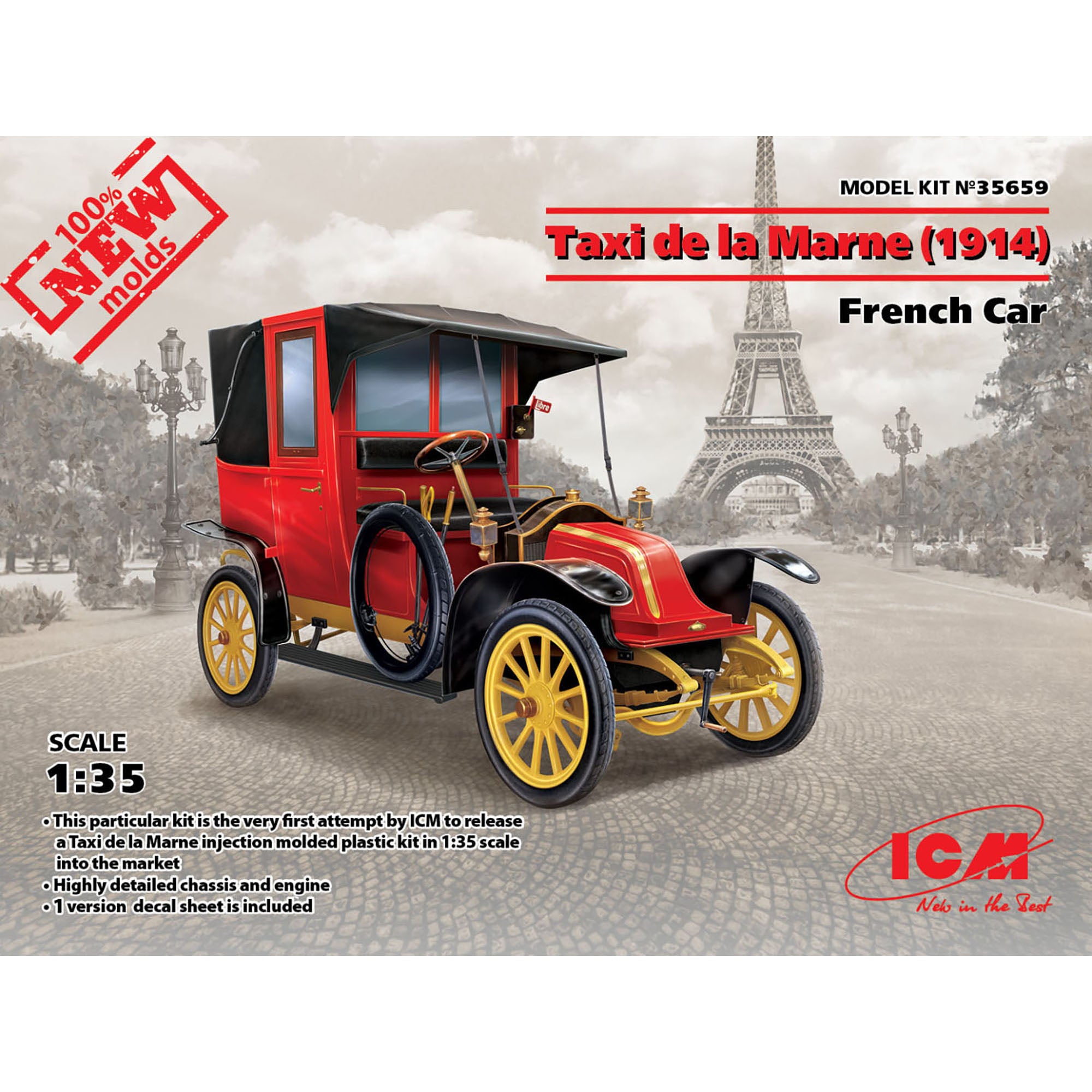 ICM 35659 Plastic model Car kit Scale 1:35 Taxi de la Marne (1914), French Car