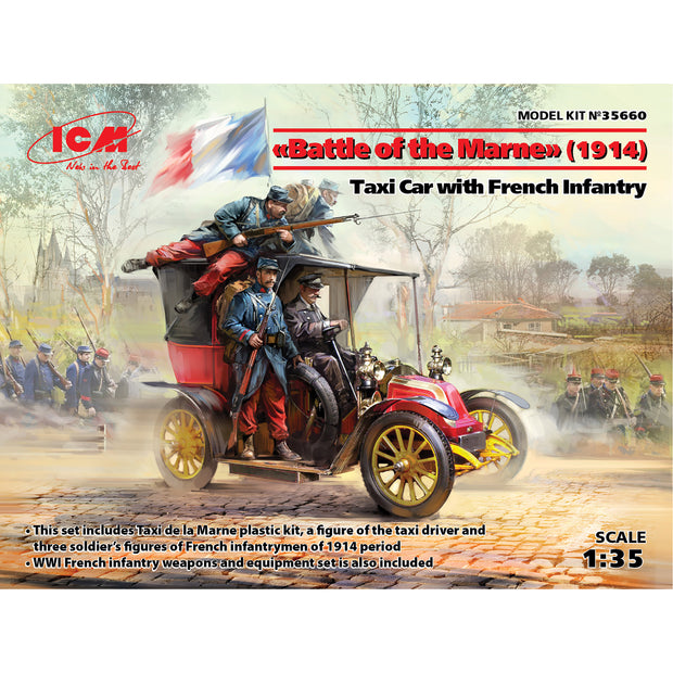 ICM 35660 Scale model car 1:35 Battle of the Marne (1914) Taxi + French Infantry
