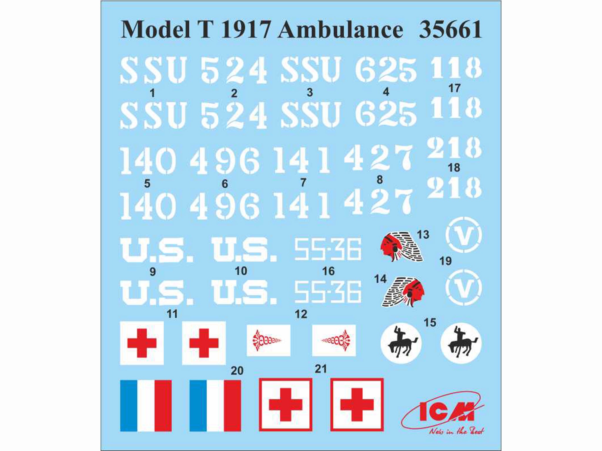 ICM 35661 Plastic model Car kit Scale 1:35 Model T 1917 Ambulance, WWI American