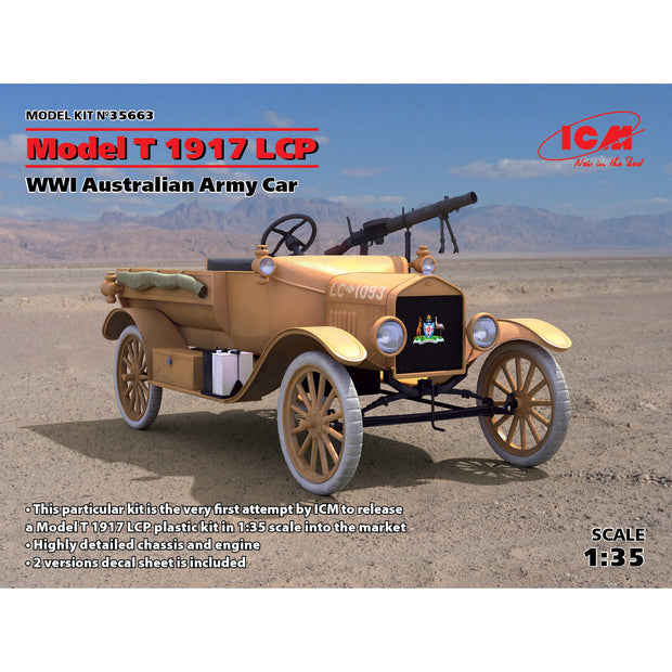 ICM 35663 Scale model car kit 1:35 Model T 1917 LCP Australian Army Vehicle, WWI