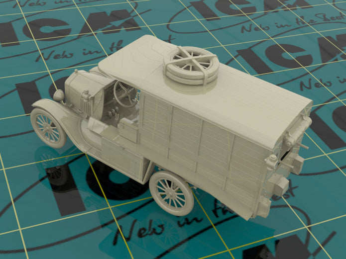 ICM 35665 Plastic model kit Car 1:35 Model T 1917 Ambulance (early), WWI AAFS